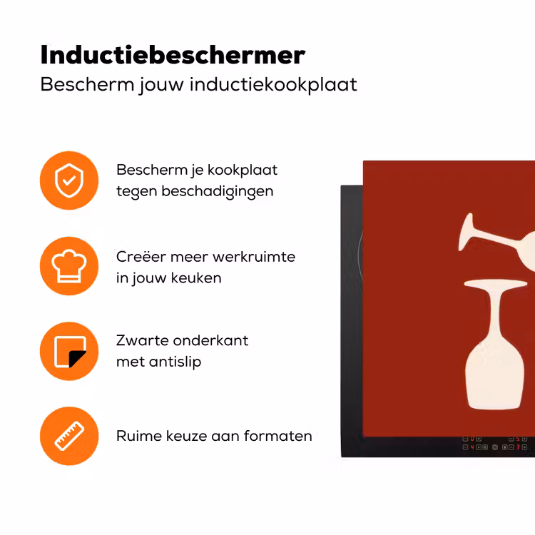 Wijnglazen - Silhouetten - Wit Inductie beschermer vinyl 3mm klein -zzzzzzz-td-ups