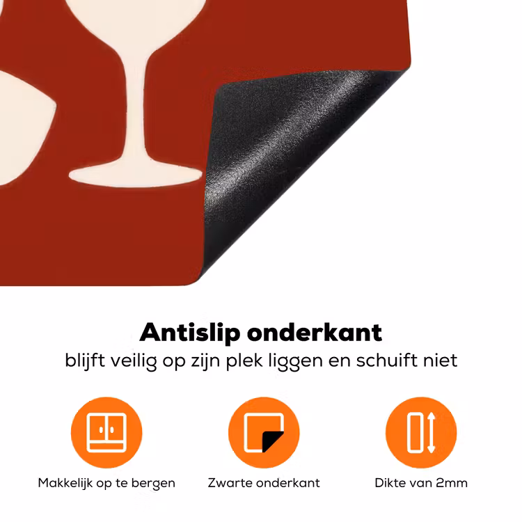 Wijnglazen - Silhouetten - Wit Inductie beschermer vinyl 3mm klein -zzzzzzz-td-onderkant