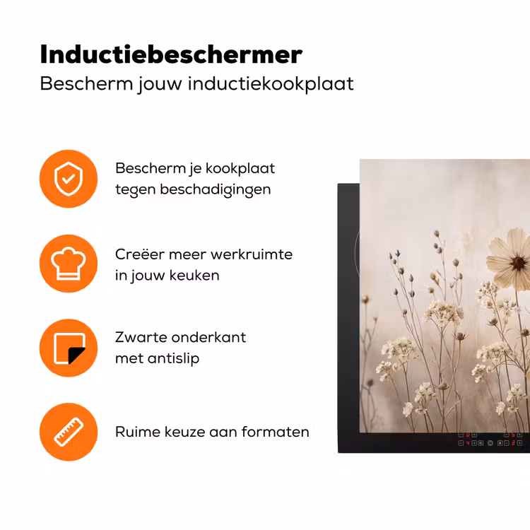 Wilde bloemen - Botanisch - Vintage - Natuur - Rustiek Inductie beschermer vinyl 3mm klein -zzzzzzz-td-ups
