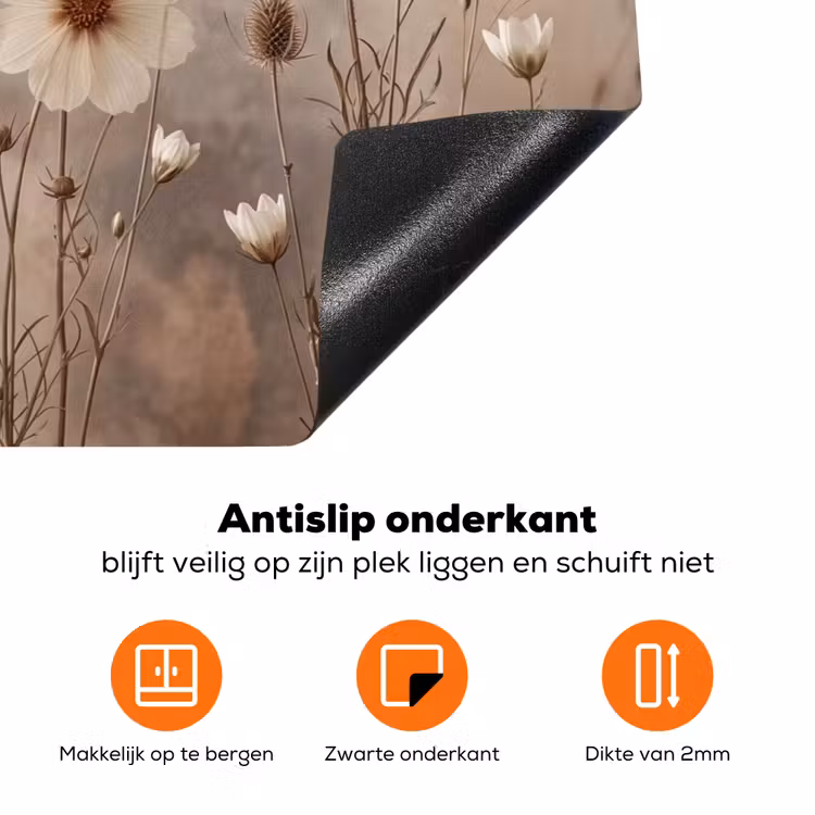 Wilde bloemen - Botanisch - Vintage - Natuur - Rustiek Inductie beschermer vinyl 3mm klein -zzzzzzz-td-onderkant