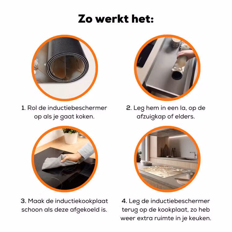 Wilde - Bloemen - Wit Inductie beschermer vinyl 3mm klein -zzzzzzz-td-werking