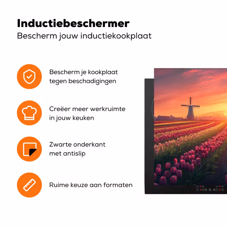 Windmolen - Zonsondergang - Landschap Inductie beschermer vinyl 3mm klein -zzzzzzz-td-ups