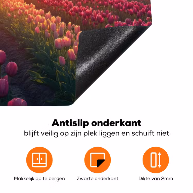 Windmolen - Zonsondergang - Landschap Inductie beschermer vinyl 3mm klein -zzzzzzz-td-onderkant