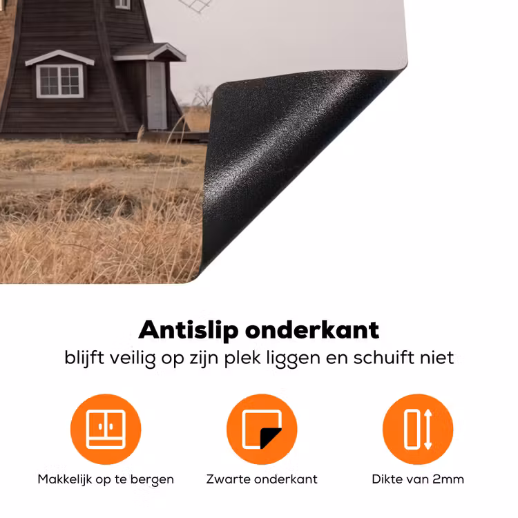 Windmolens - Landschap - Veld Inductie beschermer vinyl 3mm klein -zzzzzzz-td-onderkant