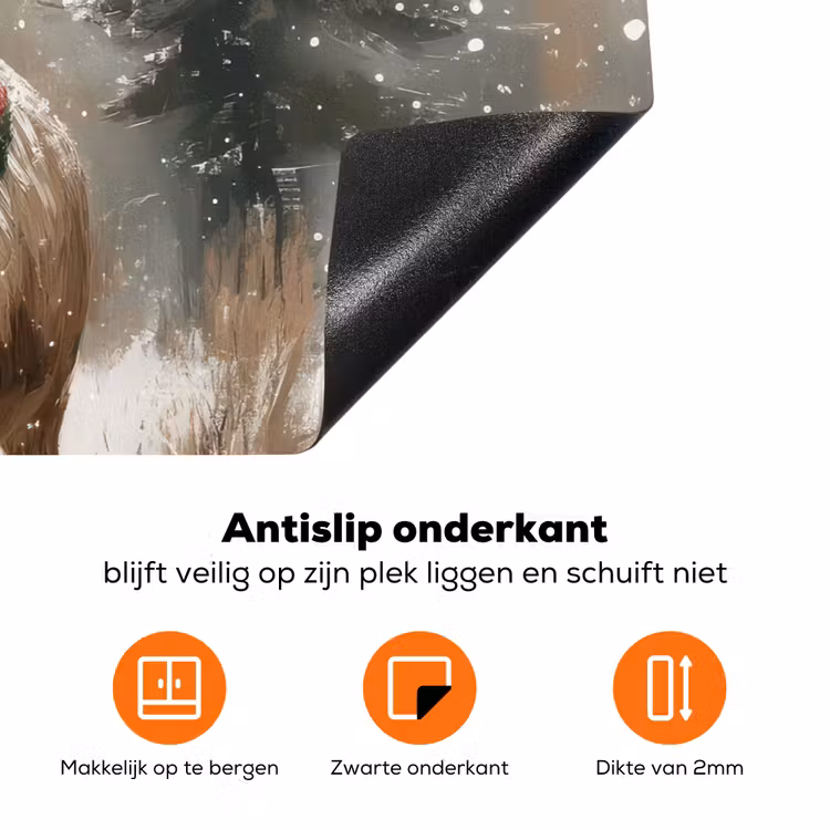 Winter - Bos - Rendier - Donker Inductie beschermer vinyl 3mm klein -zzzzzzz-td-onderkant