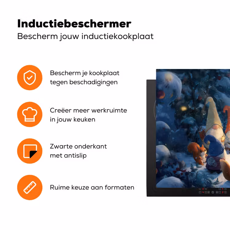 Winter - Gnooms - Eekhoorns - Meerkleurig Inductie beschermer vinyl 3mm klein -zzzzzzz-td-ups