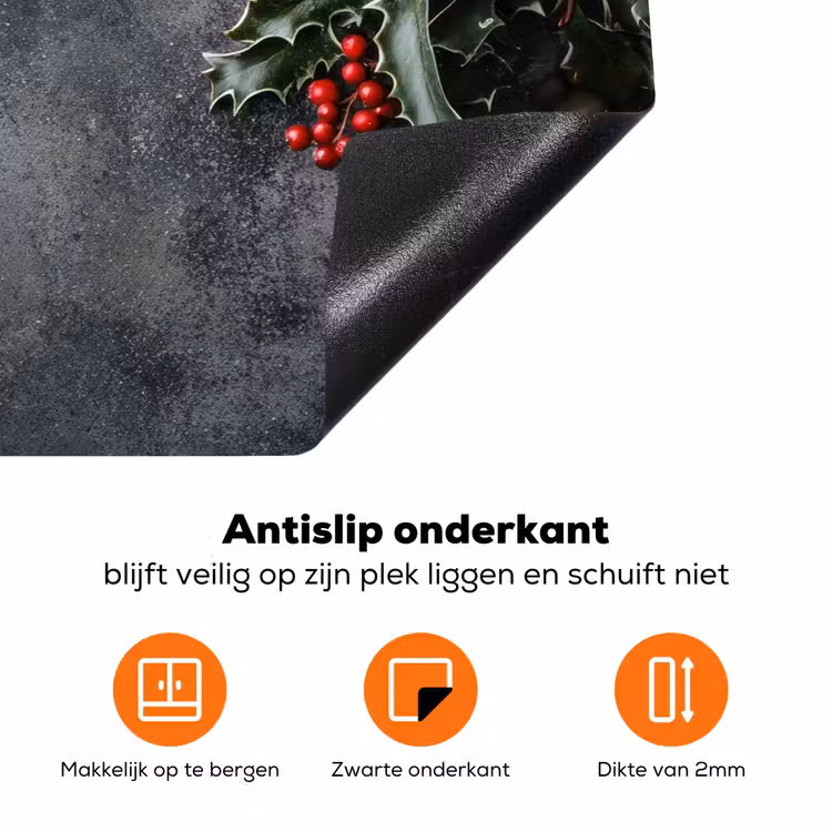 Winter - Hulst - Kerst - Beton Inductie beschermer vinyl 3mm klein -zzzzzzz-td-onderkant