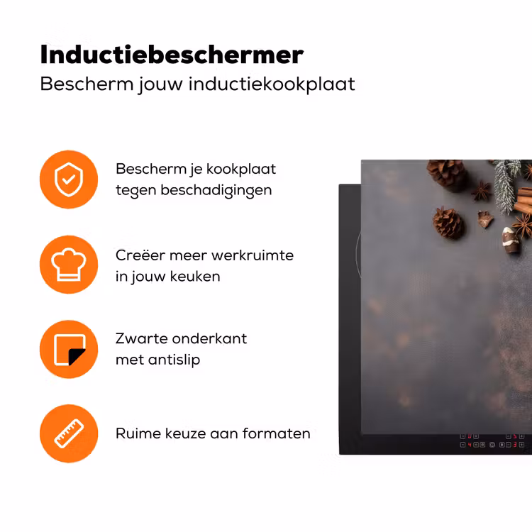 Winter - Kerst - Specerijen - Beton Inductie beschermer vinyl 3mm klein -zzzzzzz-td-ups