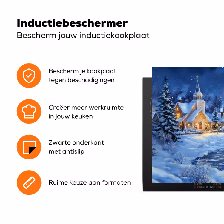 Winteravond - Kerstdorp - Donker Inductie beschermer vinyl 3mm klein -zzzzzzz-td-ups