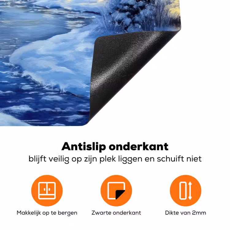 Winteravond - Kerstdorp - Donker Inductie beschermer vinyl 3mm klein -zzzzzzz-td-onderkant