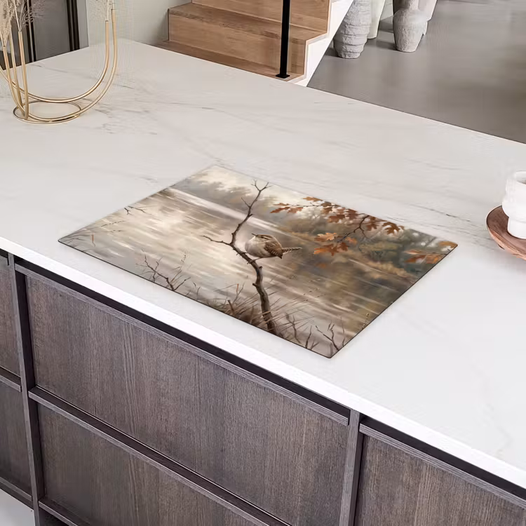 Winterkoninkje - Tak - Rivier - Natuur - Sfeervol Inductie beschermer vinyl 3mm klein -sfeer8