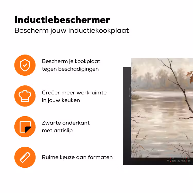 Winterkoninkje - Tak - Rivier - Natuur - Sfeervol Inductie beschermer vinyl 3mm klein -zzzzzzz-td-ups
