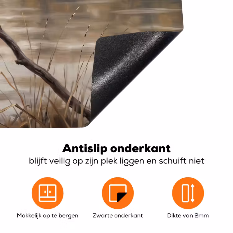 Winterkoninkje - Tak - Rivier - Natuur - Sfeervol Inductie beschermer vinyl 3mm klein -zzzzzzz-td-onderkant