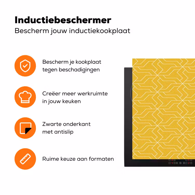 Wit - Geel - Patroon - Geometrisch Inductie beschermer vinyl 3mm klein 276 -zzzzzzz-td-ups