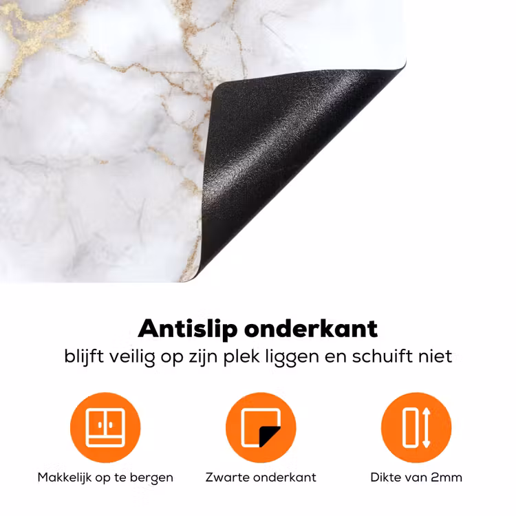 Wit - Goud - Marmer - Grijs Inductie beschermer vinyl 3mm klein 276 -zzzzzzz-td-onderkant
