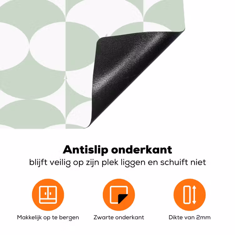Wit - Groen - Cirkels Inductie beschermer vinyl 3mm klein 276 -zzzzzzz-td-onderkant