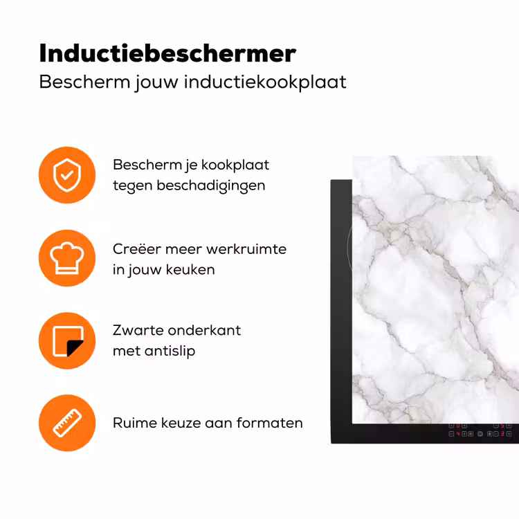 Wit - Marmer - Bruin Inductie beschermer vinyl 3mm klein 276 -zzzzzzz-td-ups