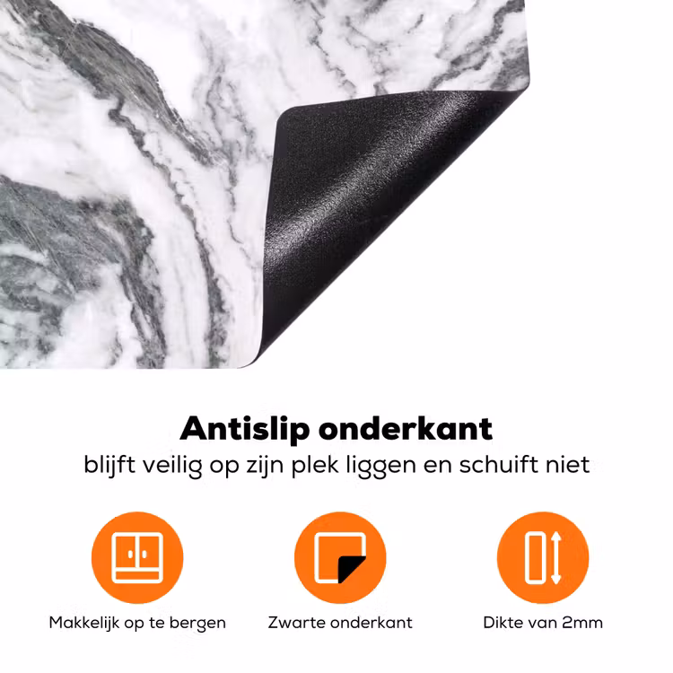 Wit - Marmer - Golvend - Grafiet Inductie beschermer vinyl 3mm klein 276 -zzzzzzz-td-onderkant