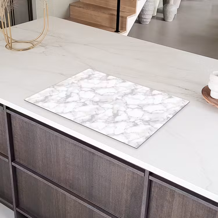 Wit - Marmer - Grijs Inductie beschermer vinyl 3mm klein 276 -sfeer8