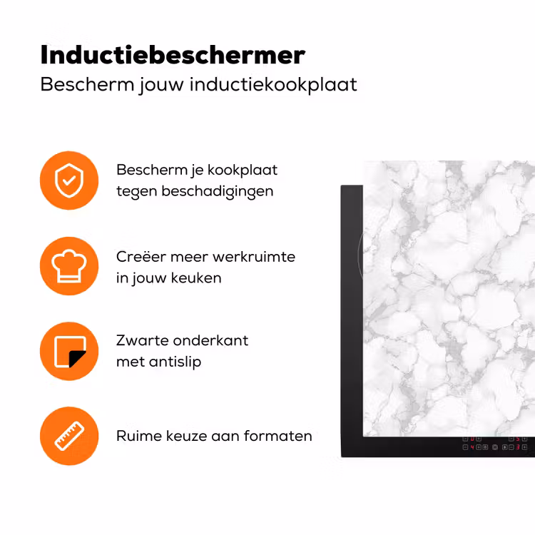 Wit - Marmer - Grijs Inductie beschermer vinyl 3mm klein 276 -zzzzzzz-td-ups