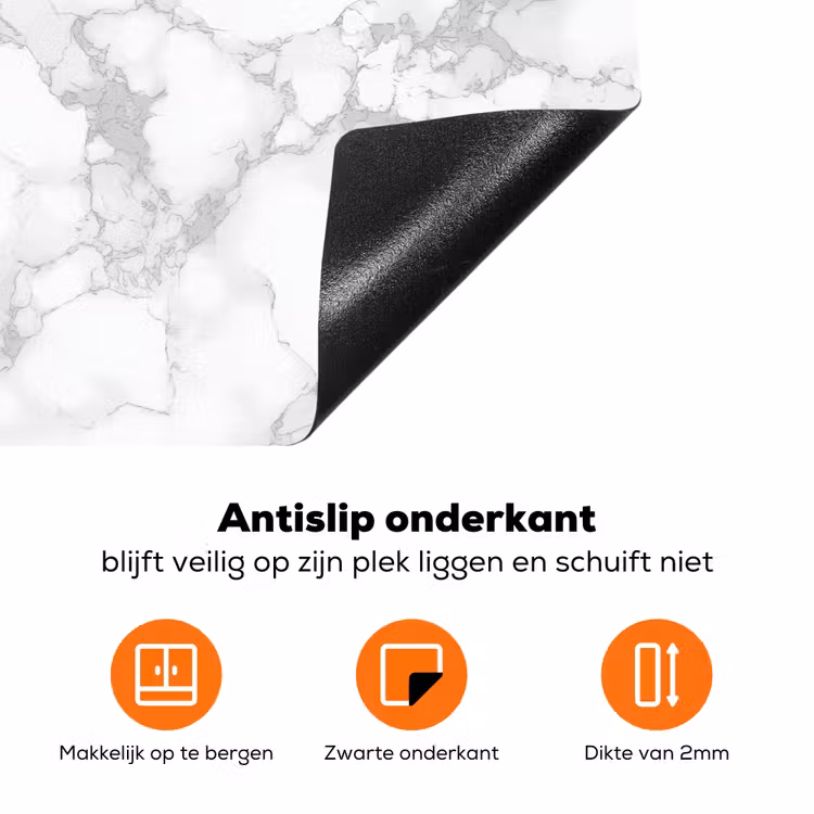 Wit - Marmer - Grijs Inductie beschermer vinyl 3mm klein 276 -zzzzzzz-td-onderkant