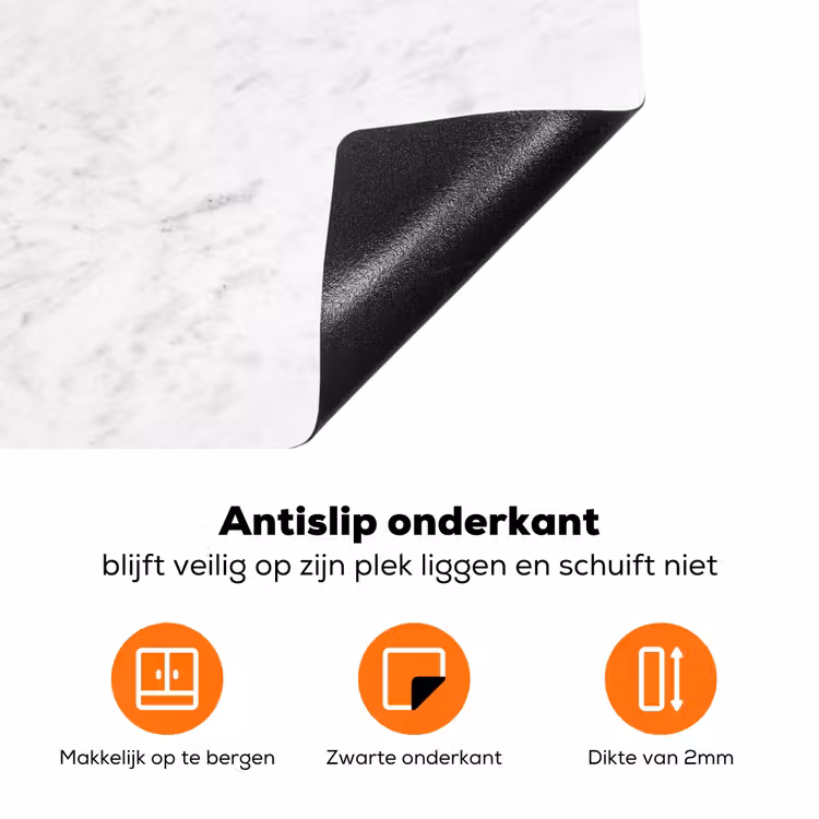 Wit - Marmer - Grijze aders Inductie beschermer vinyl 3mm klein 276 -zzzzzzz-td-onderkant