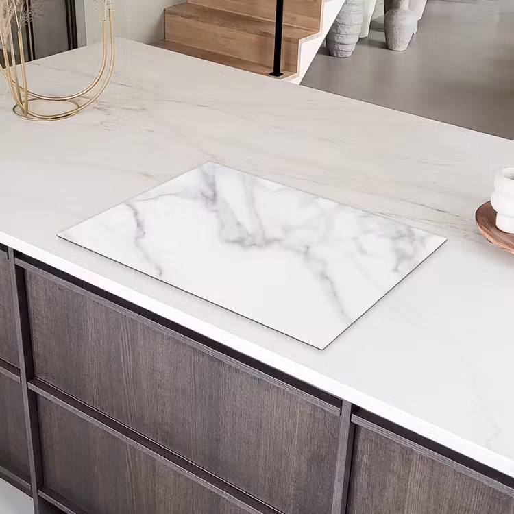 Wit Marmeren Zen Inductie beschermer vinyl 3mm klein -sfeer8