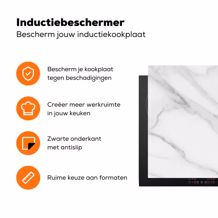 Wit Marmeren Zen Inductie beschermer vinyl 3mm klein -zzzzzzz-td-ups