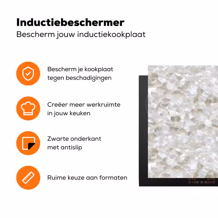 Wit - Penseelstreken - Reliëfeffect Inductie beschermer vinyl 3mm klein 276 -zzzzzzz-td-ups