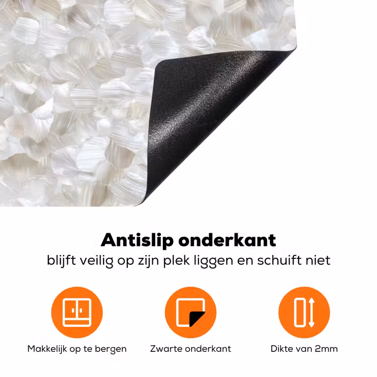 Wit - Penseelstreken - Reliëfeffect Inductie beschermer vinyl 3mm klein 276 -zzzzzzz-td-onderkant