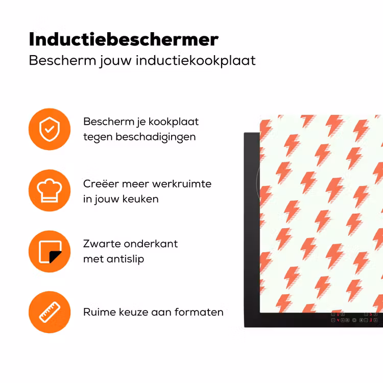 Wit - Rode - Bliksem Inductie beschermer vinyl 3mm klein 276 -zzzzzzz-td-ups