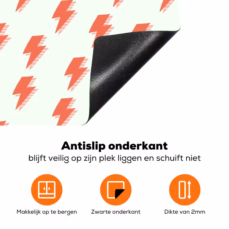 Wit - Rode - Bliksem Inductie beschermer vinyl 3mm klein 276 -zzzzzzz-td-onderkant