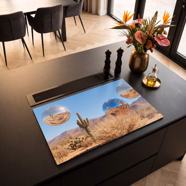 Inductiebeschermer - Woestijn - Spiegelbal - Kunst - Woestijn - Spiegelbal - Kunst Inductie beschermer vinyl 3mm klein