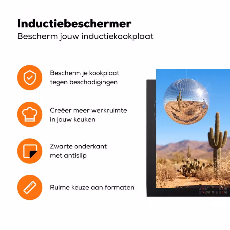 Inductiebeschermer - Woestijn - Spiegelbal - Kunst - Woestijn - Spiegelbal - Kunst Inductie beschermer vinyl 3mm klein