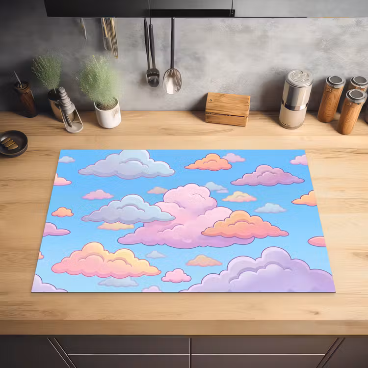 Wolk - Lucht - Natuur - Illustratie - Pastel Inductie beschermer vinyl 3mm klein -sfeer5
