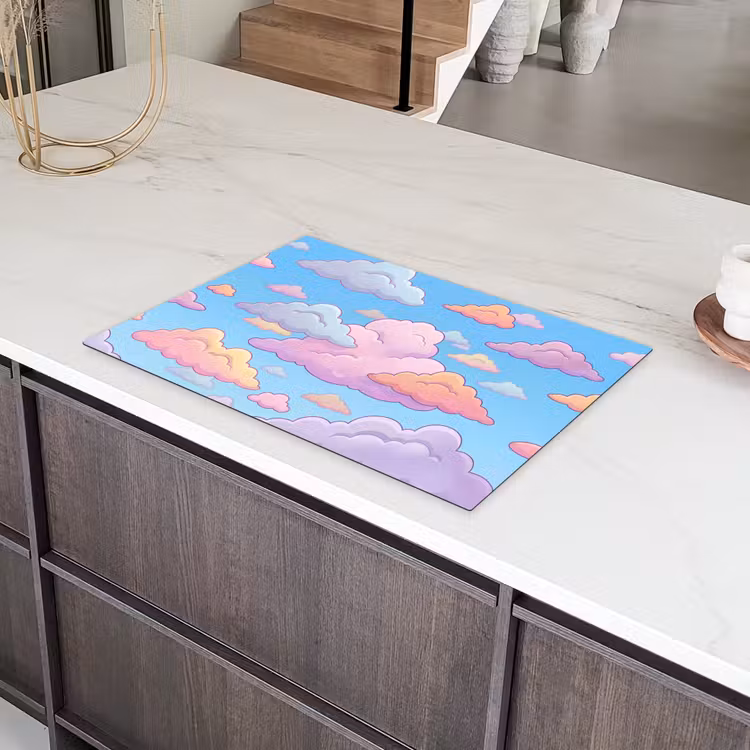 Wolk - Lucht - Natuur - Illustratie - Pastel Inductie beschermer vinyl 3mm klein -sfeer8