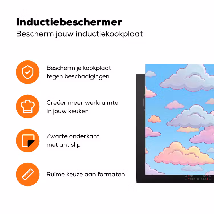 Wolk - Lucht - Natuur - Illustratie - Pastel Inductie beschermer vinyl 3mm klein -zzzzzzz-td-ups