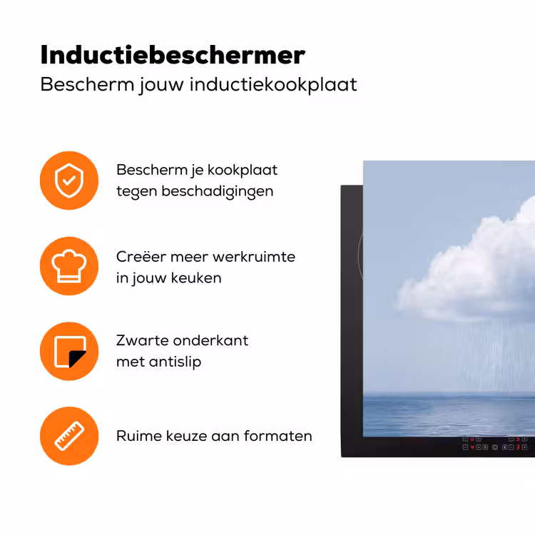 Inductiebeschermer - Wolk - Regen - Natuur - Wolk - Regen - Natuur Inductie beschermer vinyl 3mm klein