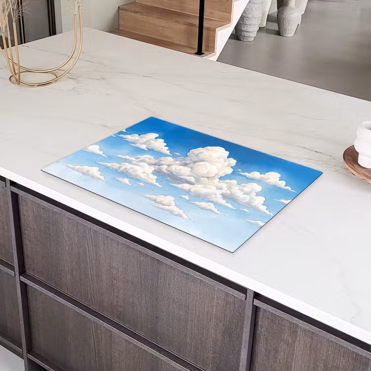 Wolken - Blauwe lucht - Natuur - Modern - Wit Inductie beschermer vinyl 3mm klein -sfeer8