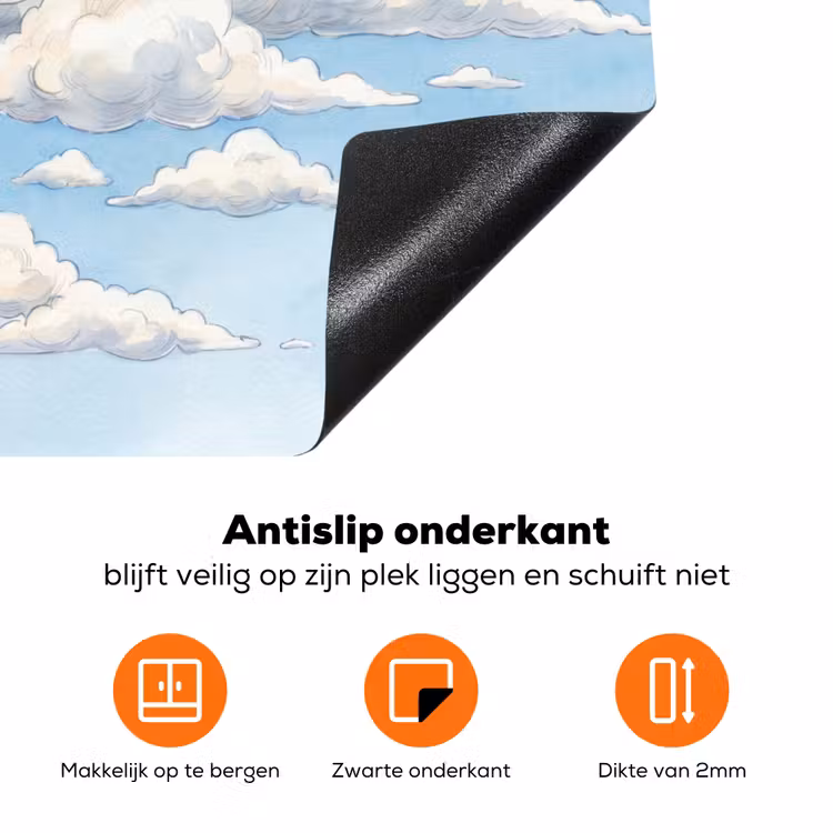 Wolken - Blauwe lucht - Natuur - Modern - Wit Inductie beschermer vinyl 3mm klein -zzzzzzz-td-onderkant