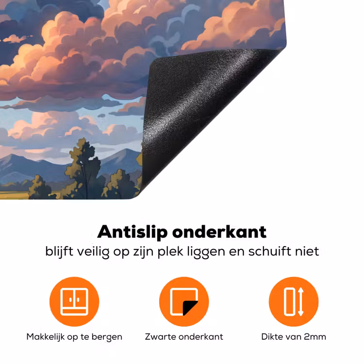 Wolken - Daghemel - Natuur - Illustratie - Oranje Inductie beschermer vinyl 3mm klein -zzzzzzz-td-onderkant