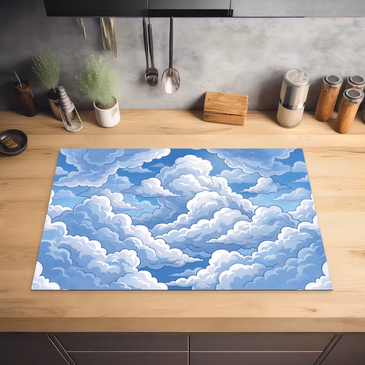 Wolken - Hemel - Abstract - Wit Inductie beschermer vinyl 3mm klein -sfeer5