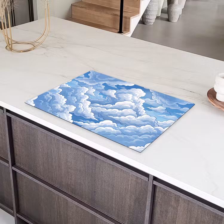 Wolken - Hemel - Abstract - Wit Inductie beschermer vinyl 3mm klein -sfeer8