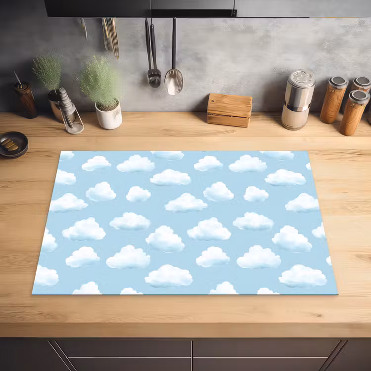 Wolken - Illustratie - Blauw Inductie beschermer vinyl 3mm klein 276 -sfeer5