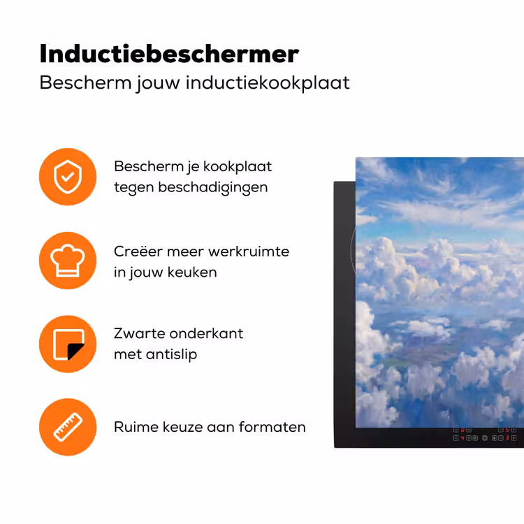 Wolken - Lucht - Natuur - Abstract - Blauw Inductie beschermer vinyl 3mm klein -zzzzzzz-td-ups