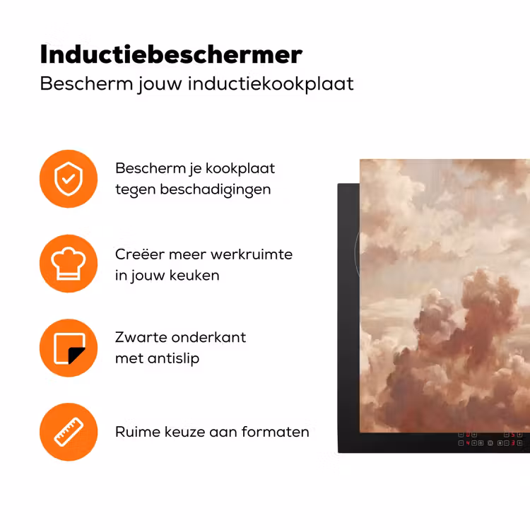 Wolken - Lucht - Natuur - Modern - Bruin Inductie beschermer vinyl 3mm klein -zzzzzzz-td-ups