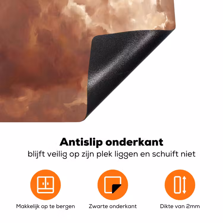 Wolken - Lucht - Natuur - Modern - Bruin Inductie beschermer vinyl 3mm klein -zzzzzzz-td-onderkant