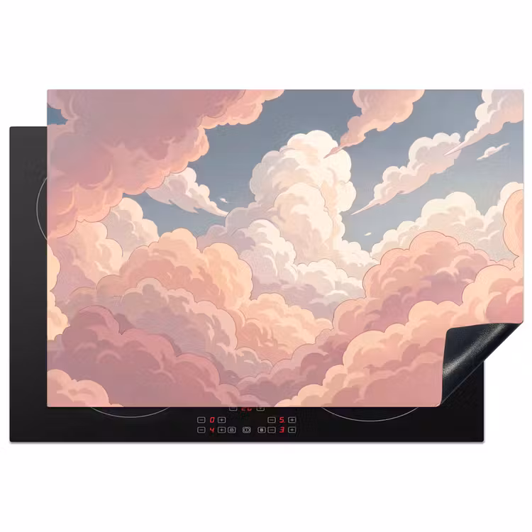 Wolken - Lucht - Natuur - Pastel - Roze Inductie beschermer vinyl 3mm klein -3d