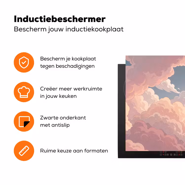 Wolken - Lucht - Natuur - Pastel - Roze Inductie beschermer vinyl 3mm klein -zzzzzzz-td-ups