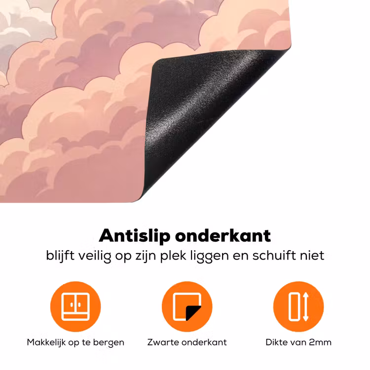 Wolken - Lucht - Natuur - Pastel - Roze Inductie beschermer vinyl 3mm klein -zzzzzzz-td-onderkant